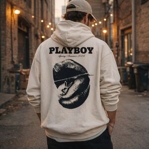 Homme + Femme Playboy Cream Hoodie Sz XXL
